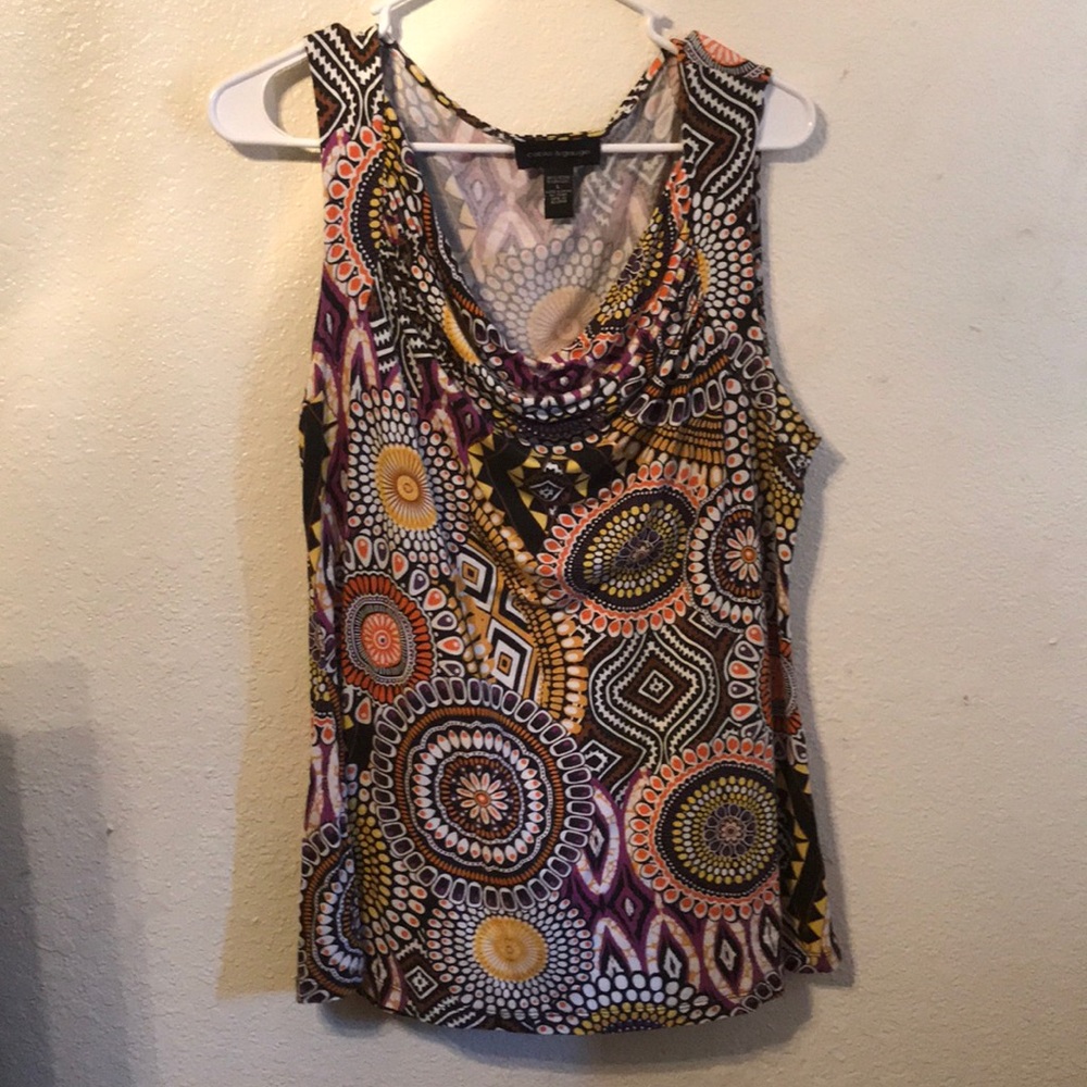 Cable and gauge multicolored ripple tank top
